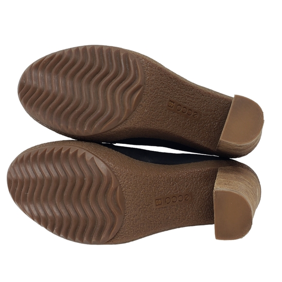 ECCO Nomane Black Leather Moccasin Loafer Heeled Shoes Size 40 EU 9 / 9.5 US - Picture 13 of 15